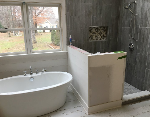 bathtub & shower in newly remodeled bathroom